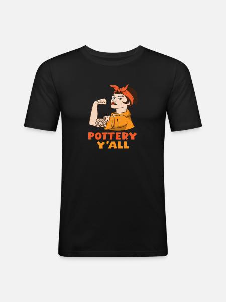 Pottery Strong Women Art - Men's Slim Fit T-Shirt - black