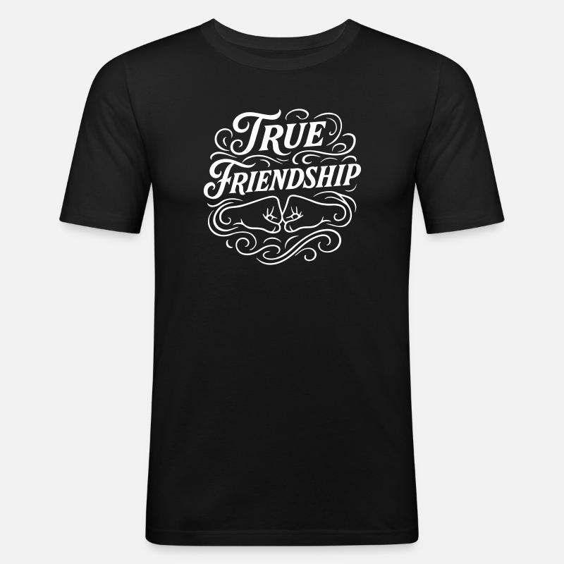 Freundschaft Spruch Freunde - Männer Slim Fit T-Shirt - Schwarz
