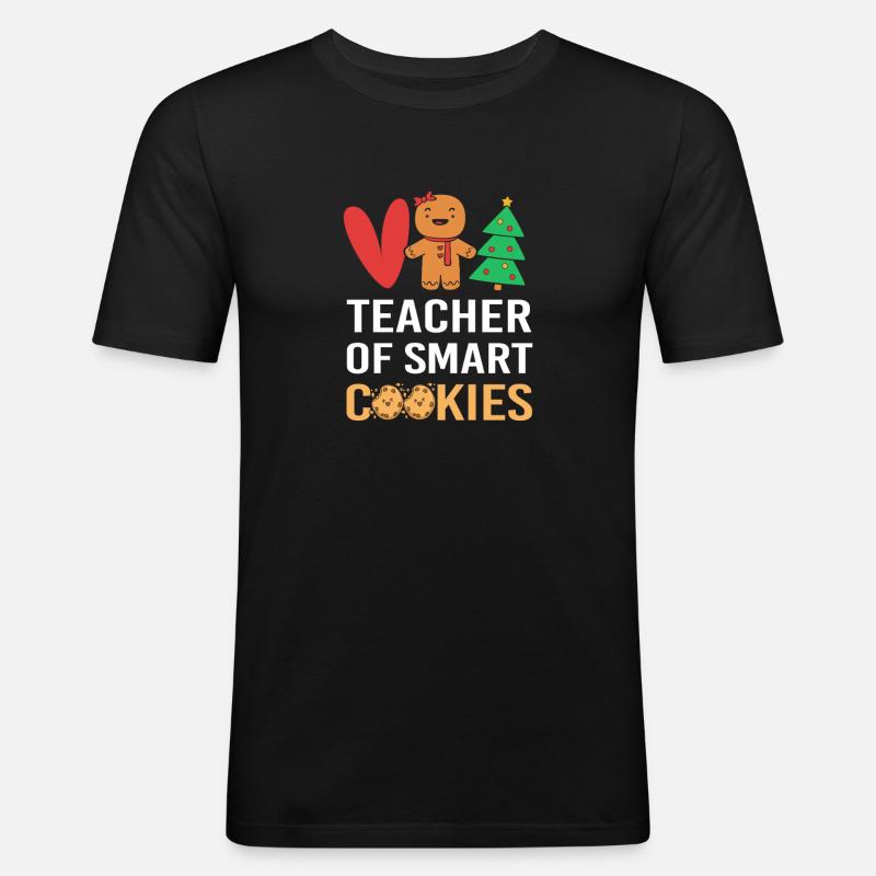 Lebkuchen Weihnachten Lebkuchenmann Gingerbread - Männer Slim Fit T-Shirt - Schwarz