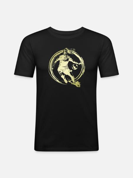 Female Soccer Player Silhouette - Men's Slim Fit T-Shirt - black