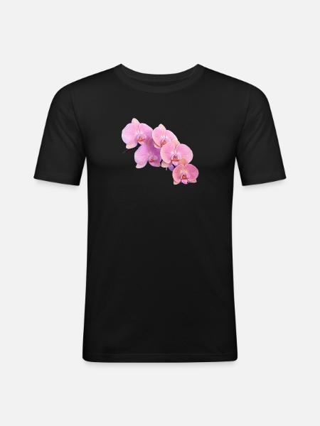 Rosa Orchidee Isolierte Clipart - Männer Slim Fit T-Shirt - Schwarz