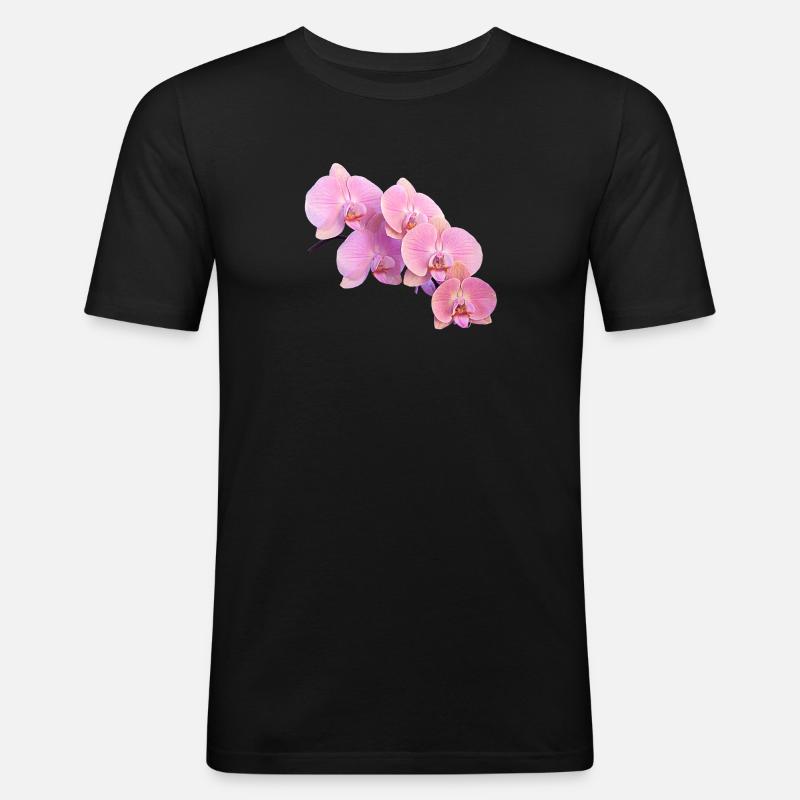 Rosa Orchidee Isolierte Clipart - Männer Slim Fit T-Shirt - Schwarz