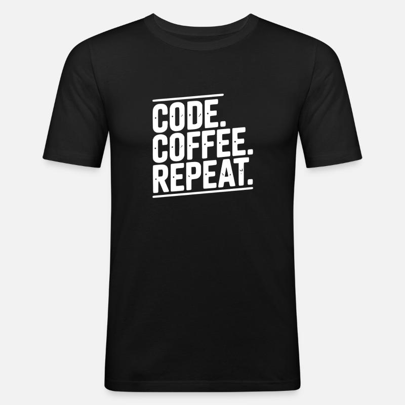 Code Kaffee-Wiederholung - Männer Slim Fit T-Shirt - Schwarz