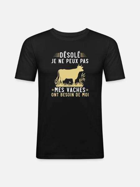 My cows need me - Men's Slim Fit T-Shirt - black