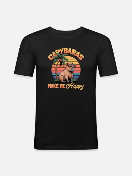 Funny aesthetic Kawaii Capybara - Men's Slim Fit T-Shirt - black