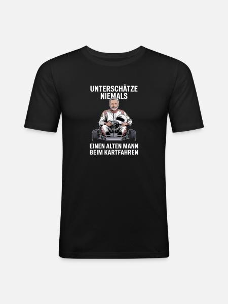 Never underestimate an old man karting - Men's Slim Fit T-Shirt - black