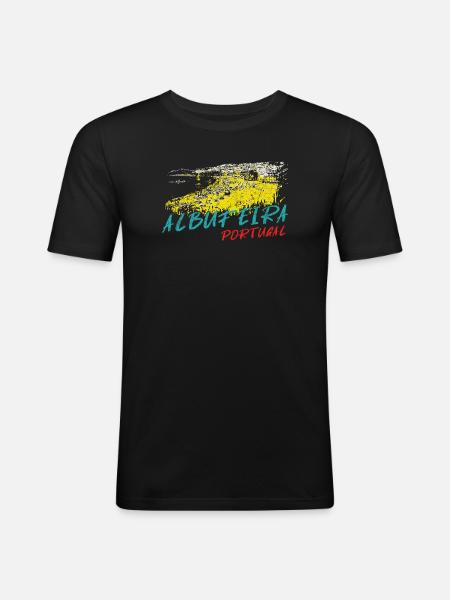Illustration Albufeira Praia dos Barcos - Men's Slim Fit T-Shirt - black