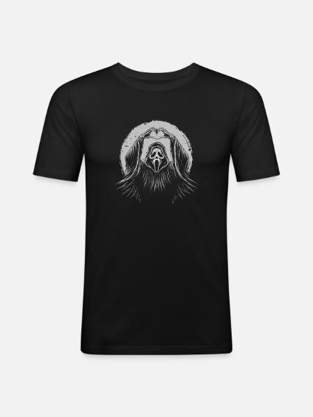 Sensenmann Herzzeichen — Halloween Spooky Reaper - Männer Slim Fit T-Shirt - Schwarz