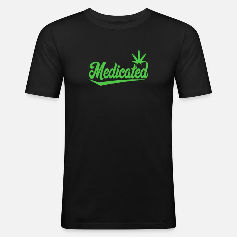 Medizinisches Skript mit Blatt | 420 Chill-Vibes - Männer Slim Fit T-Shirt - Schwarz