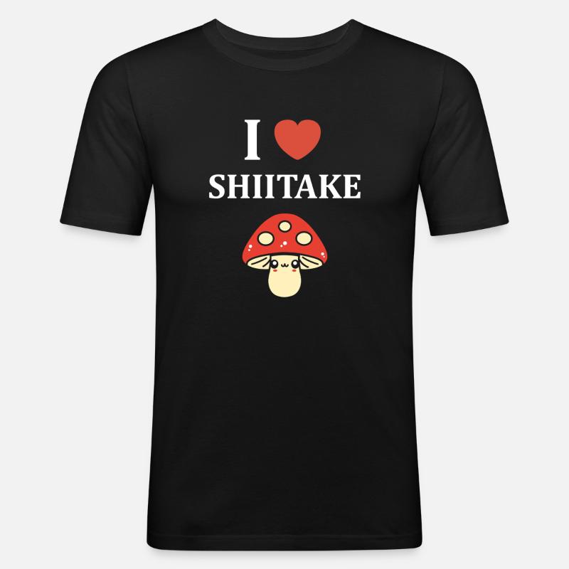 Ich liebe Shiitake - Männer Slim Fit T-Shirt - Schwarz