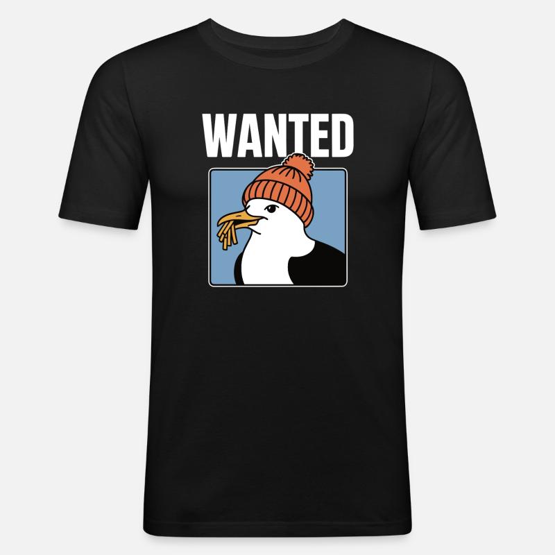 Gesuchte Pommes-möwe - Männer Slim Fit T-Shirt - Schwarz