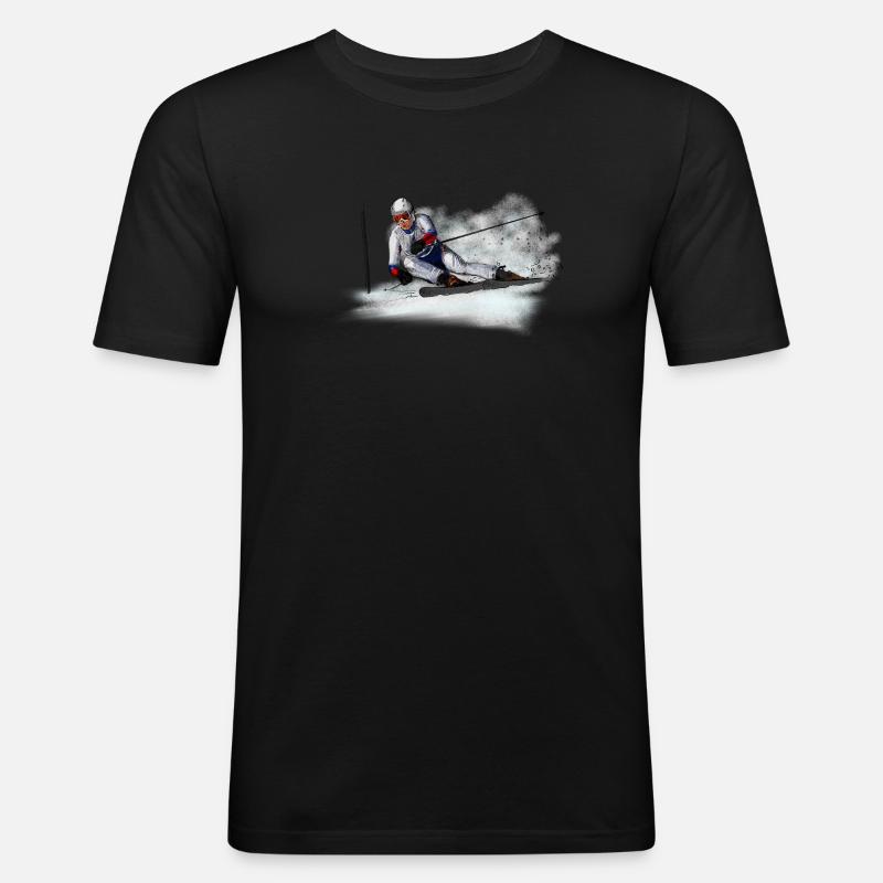 Abfahrt - Männer Slim Fit T-Shirt - Schwarz