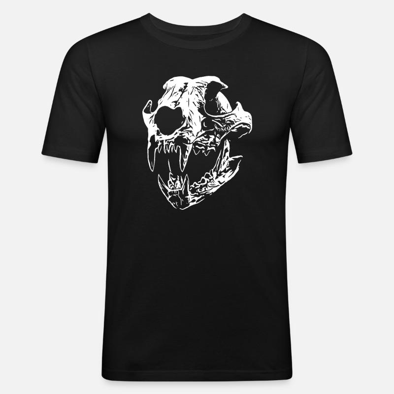 Smilodon skull with sharp teeth - Men's Slim Fit T-Shirt - black