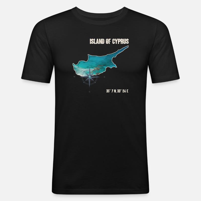 Zypern Umriss Kompassdesign - Männer Slim Fit T-Shirt - Schwarz