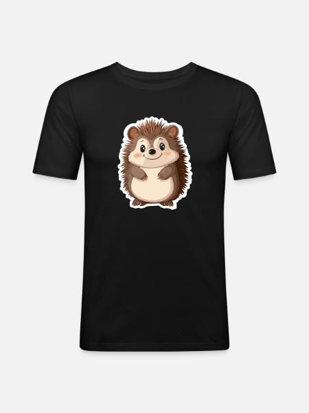 Igel - Männer Slim Fit T-Shirt - Schwarz