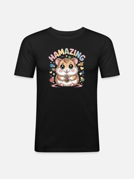 Hamazing Kawaii Hamster Seed Hearts - Men's Slim Fit T-Shirt - black