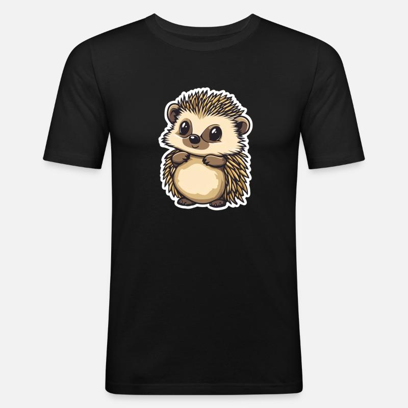 Igel - Männer Slim Fit T-Shirt - Schwarz