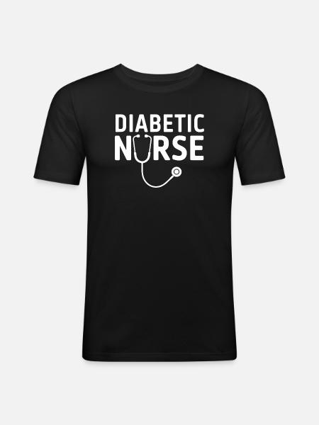 Diabetic Caregiver Stethoscope Motif - Men's Slim Fit T-Shirt - black