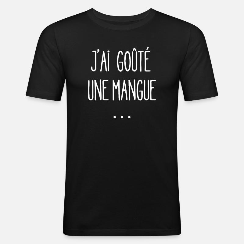 Ich habe eine Mango probiert - Männer Slim Fit T-Shirt - Schwarz