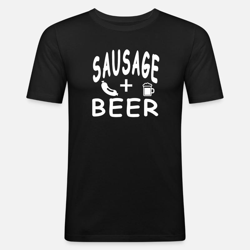 Bier - Männer Slim Fit T-Shirt - Schwarz