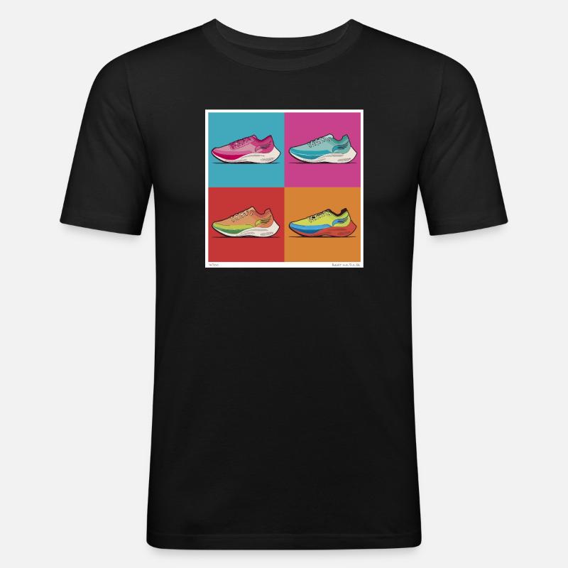 Pop Art Trainer - Männer Slim Fit T-Shirt - Schwarz