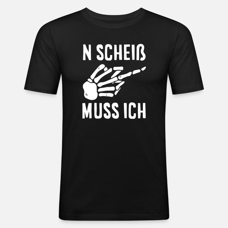 N Scheiß muss ich – Mittelfinger - Männer Slim Fit T-Shirt - Schwarz