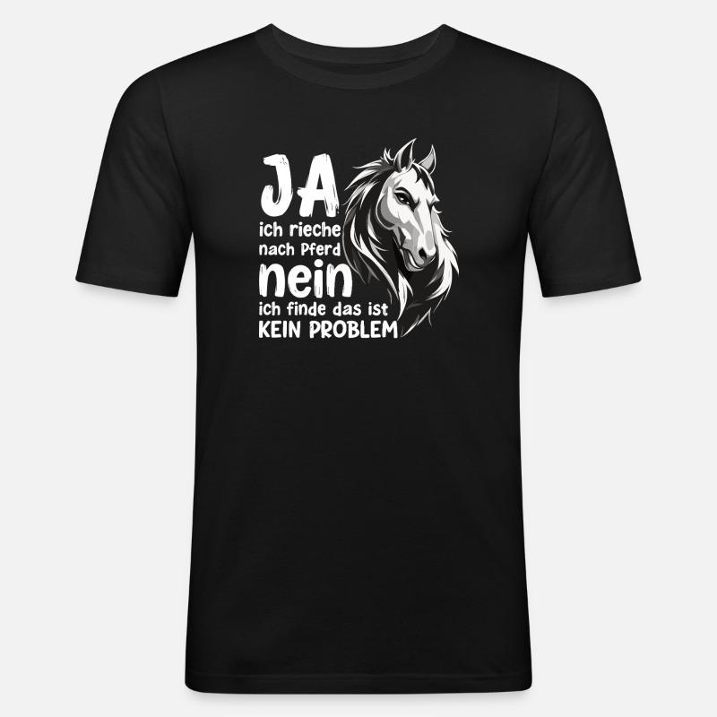 Pferde Spruch mit Pferdekopf Statement Hobby - Männer Slim Fit T-Shirt - Schwarz