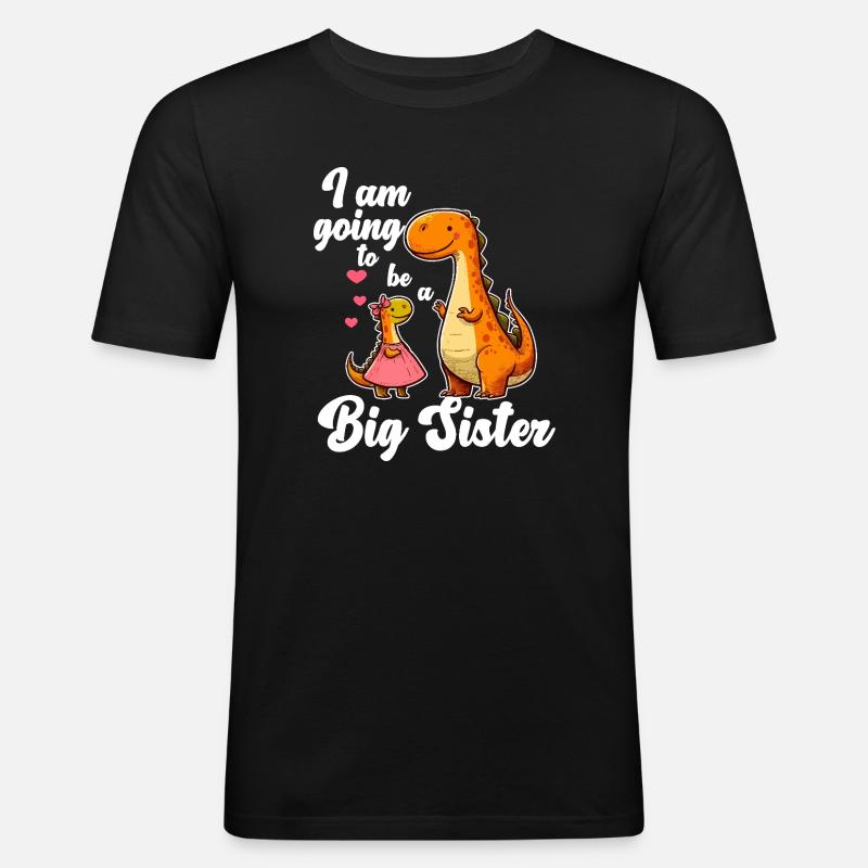 Werde eine große Schwester Dino - Männer Slim Fit T-Shirt - Schwarz