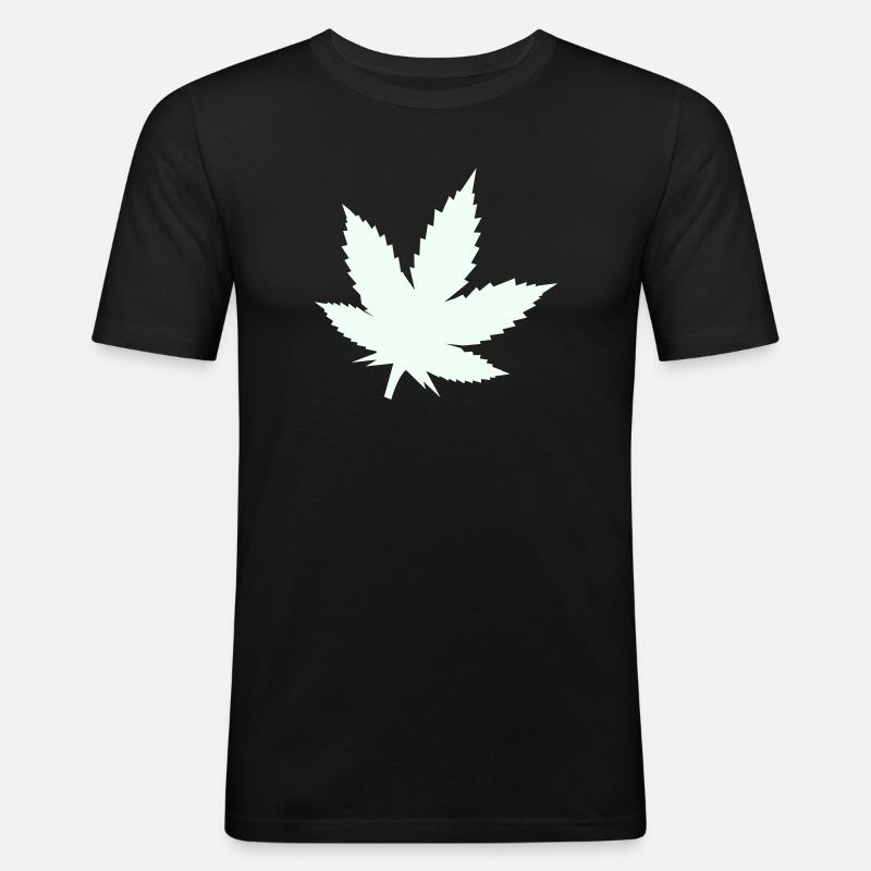 Cannabis Leaf Silhouette Mint - Men's Slim Fit T-Shirt - black