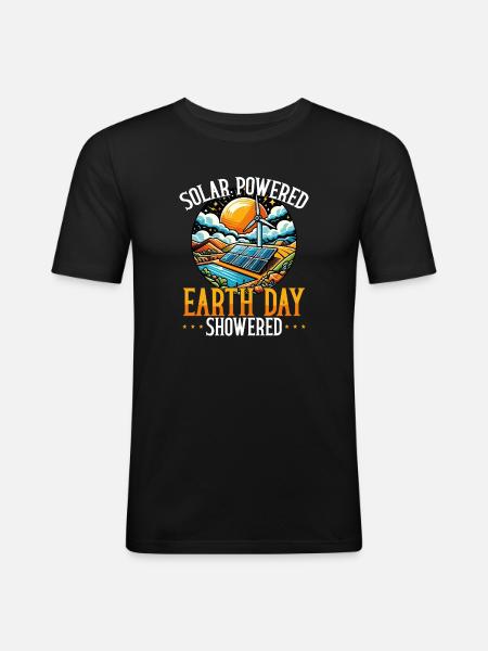 Solar Powered Earth Day Showered - Men's Slim Fit T-Shirt - black