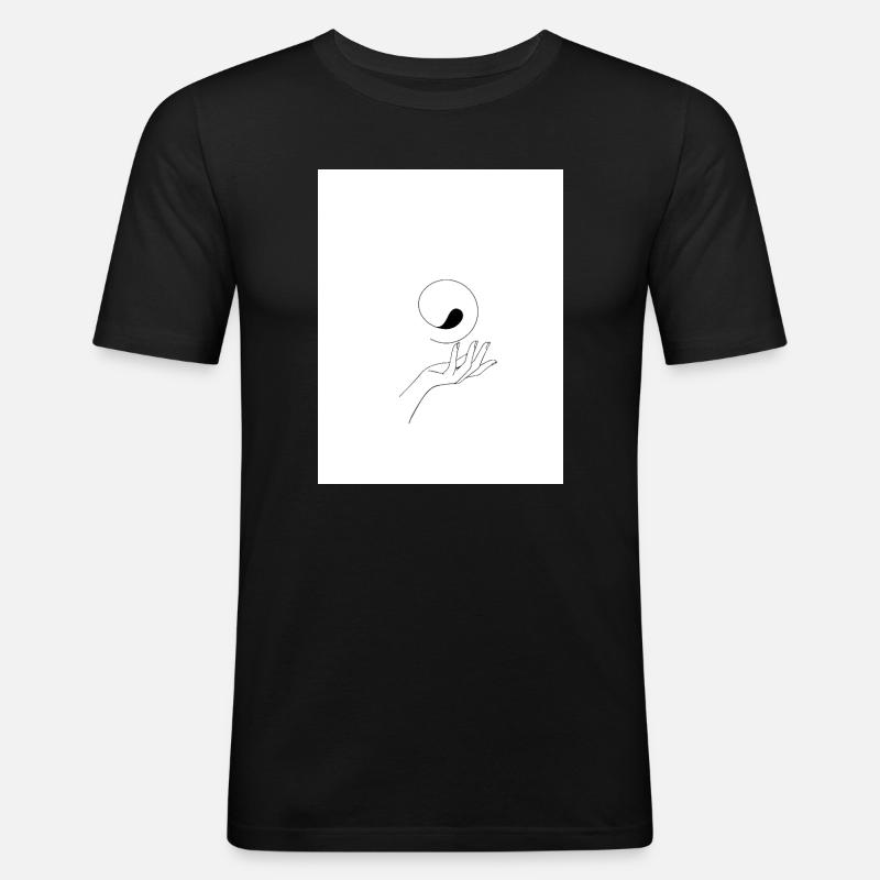 Yin yang Hand - Männer Slim Fit T-Shirt - Schwarz
