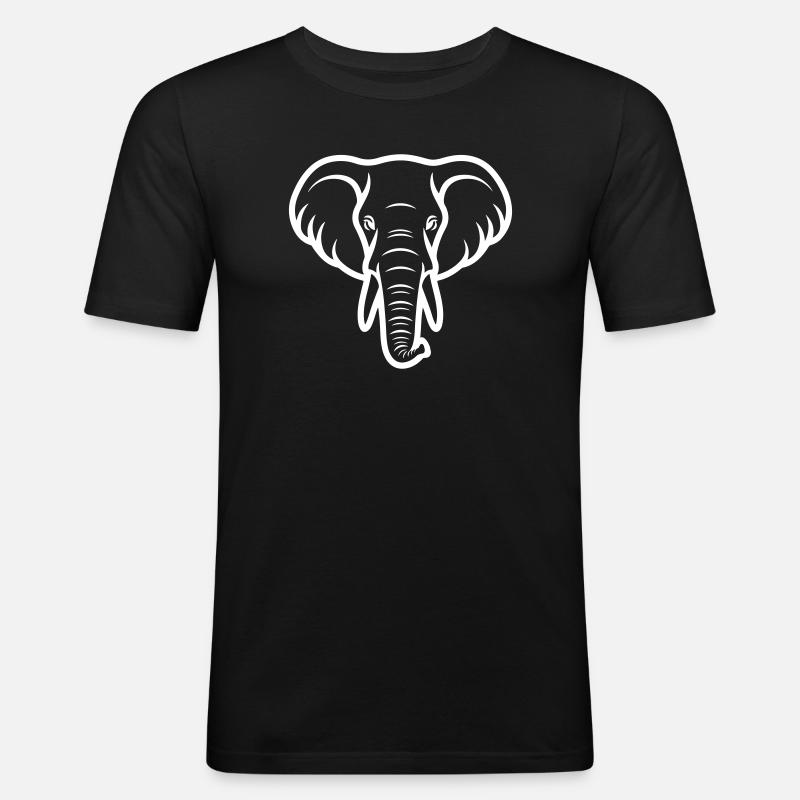 Elefant Kopf - Männer Slim Fit T-Shirt - Schwarz