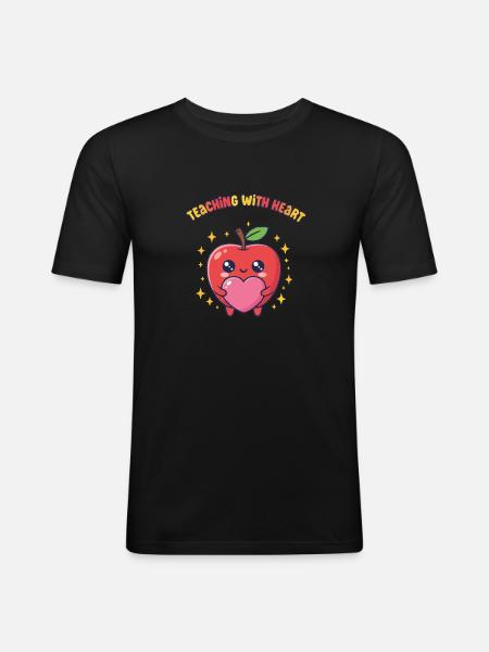 Love Teaching Heart Quote Teacher - Men's Slim Fit T-Shirt - black