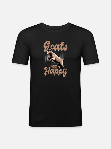 Funny Farm Animal Goat - Men's Slim Fit T-Shirt - black