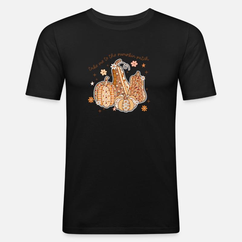 Patchwork Pumpkin Patch - Men's Slim Fit T-Shirt - black