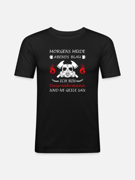 Firefighter Fire Brigade Comrade Ffw Funny - Men's Slim Fit T-Shirt - black