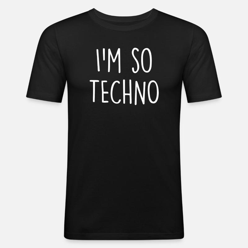 Techno - Männer Slim Fit T-Shirt - Schwarz