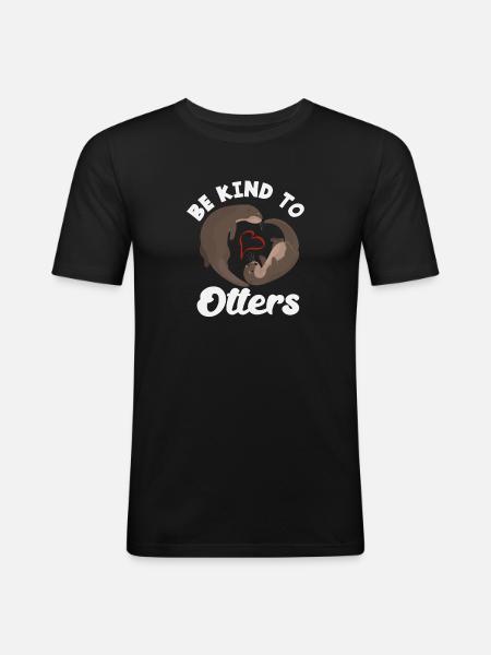 Seeotter Cartoon Herz Kind - Männer Slim Fit T-Shirt - Schwarz