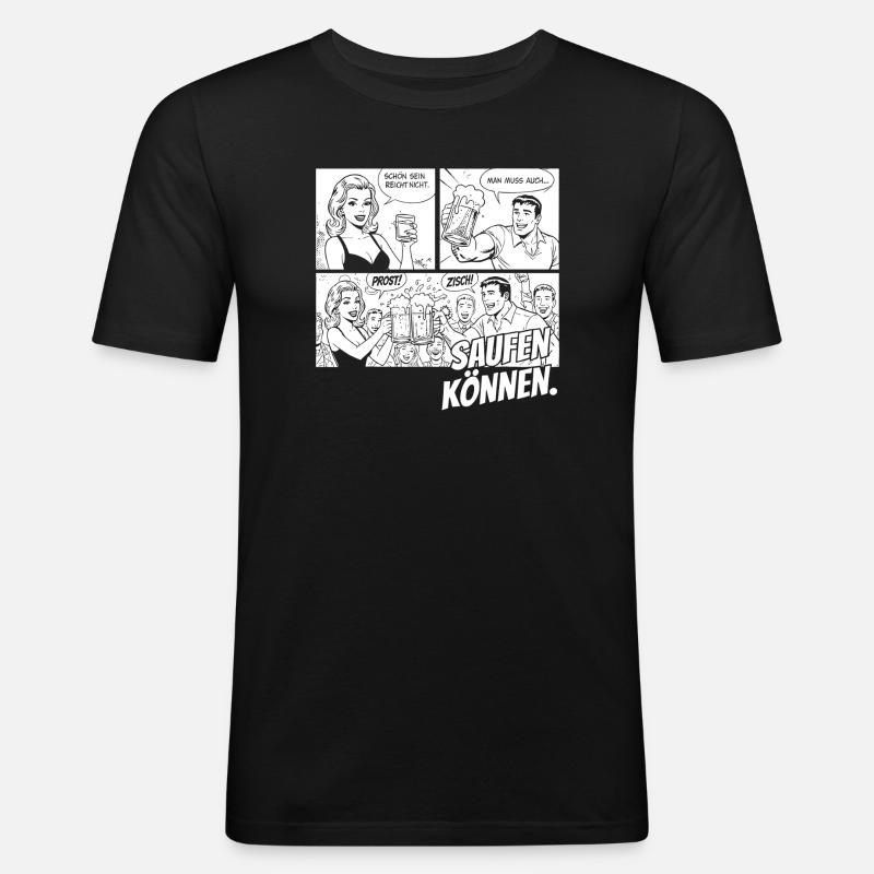 Schön sein reicht nicht Comic Retro - Männer Slim Fit T-Shirt - Schwarz