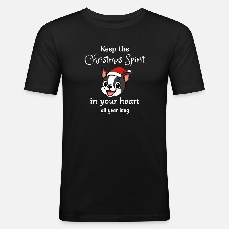 Boston - Weihnachtsstimmung - Männer Slim Fit T-Shirt - Schwarz