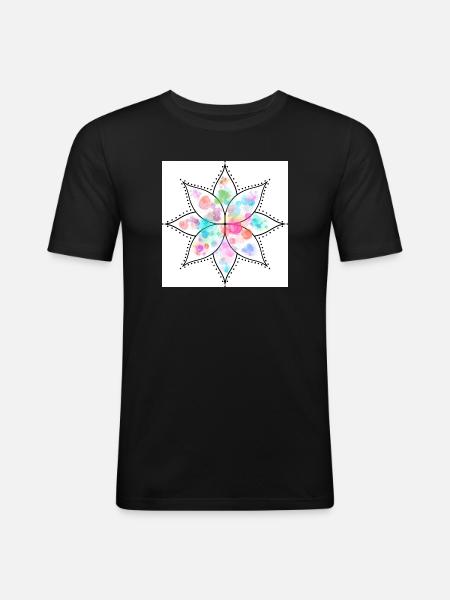 Mandala Fleur pastel Aquarelle - T-shirt près du corps Homme - noir