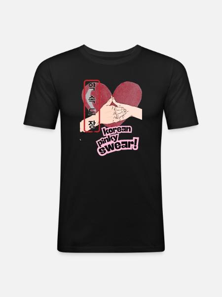 Korean Pinky Swear Promise – 약속도장 Design - Men's Slim Fit T-Shirt - black