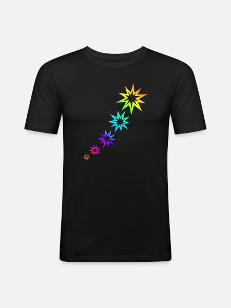 Bunte Sterne - Männer Slim Fit T-Shirt - Schwarz