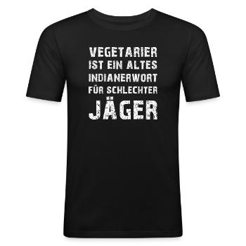 Vegetarian Joke Anti Vegan Saying Meat Eater - Men's Slim Fit T-Shirt - black - Front - Nik (191cm)