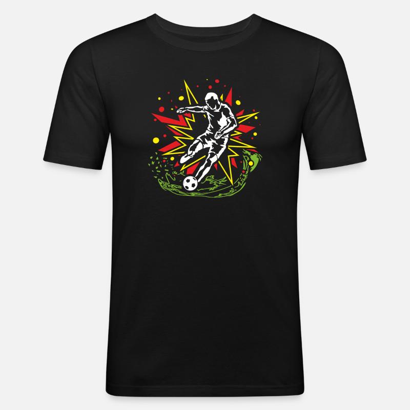Kicker im ComicBeat - Männer Slim Fit T-Shirt - Schwarz