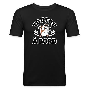 Dog Doggie On Board Decal Vehicle Humor - Men's Slim Fit T-Shirt - black - Front - Nik (191cm)