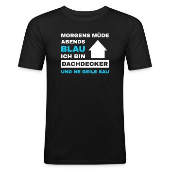 Couvreur Toiture Maître Couvreur - T-shirt près du corps Homme - noir - Devant - Nik (191cm)