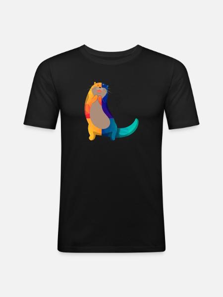 Seeotter Cartoon - Männer Slim Fit T-Shirt - Schwarz