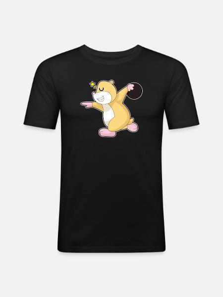 Hamster Bowling Bowlingkugel - Männer Slim Fit T-Shirt - Schwarz