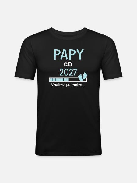 Papy en 2027 Cadeau Futur Papi - T-shirt près du corps Homme - noir